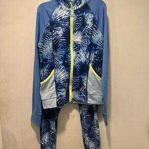 Lands' End Blue Tie-Dye Activewear Zip Jacket & Leggings